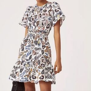 Anthropologie Butterfly Print Dress Size Large Maeve Butterfly Dress